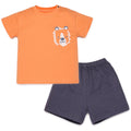 Bibo's Boy's Short-Sleeve Shoulder-Button Set CM30 Orange with Navy Pants
