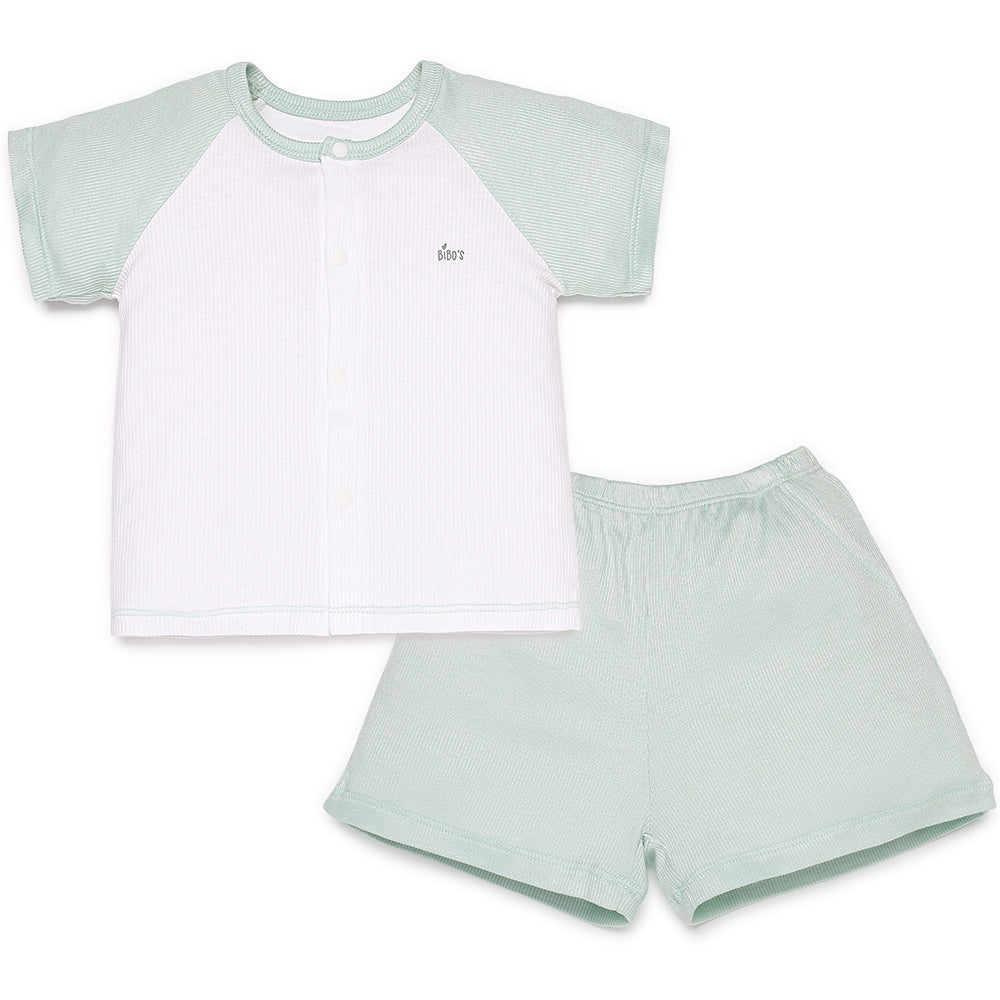 Bibo's Newborn Short-Sleeve Button-Up Bodysuit HY 397831 Blue