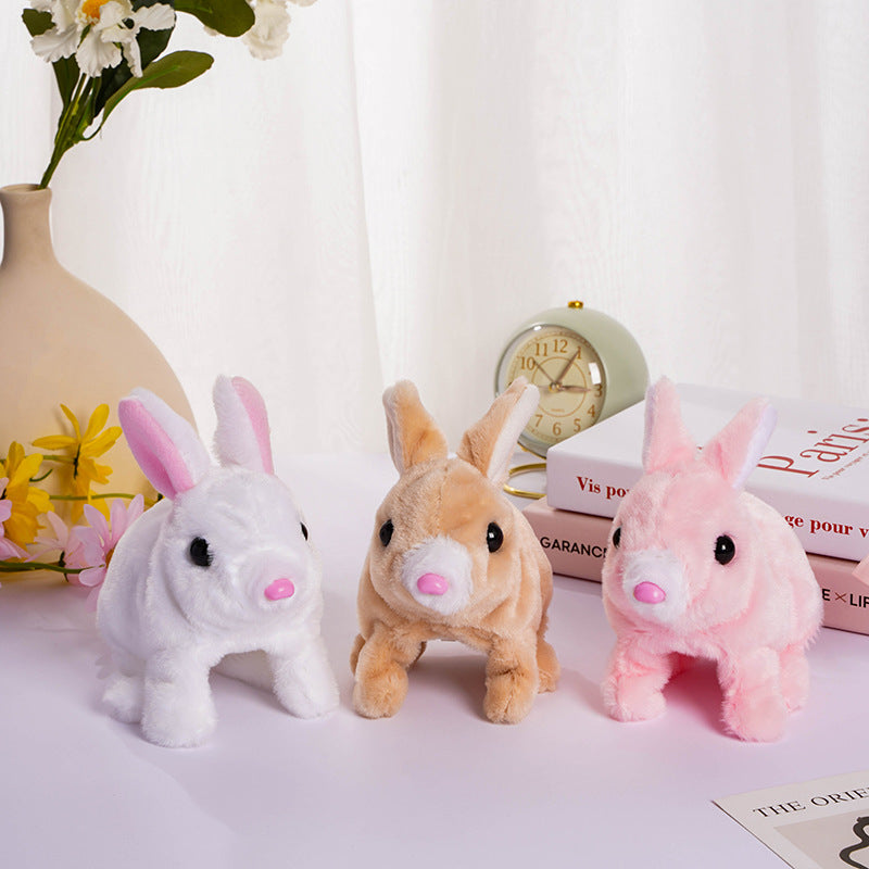 Jumping and Squeaking Plush Bunny Toy