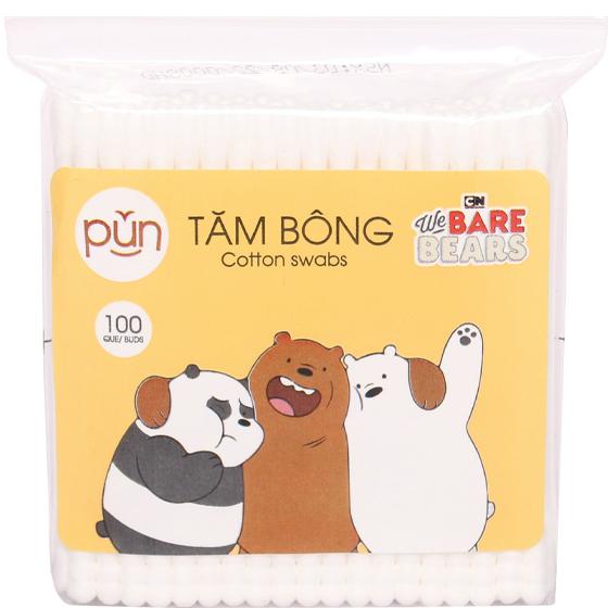 Pun Kids Plastic-Stick Cotton Swabs (Bag of 100)