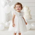 Bibo's Girl's Sleeveless Tutu Dress with Chest Bow White Flower