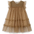 Bibo's Girl's Pleated Chest Tutu Dress Brown Star